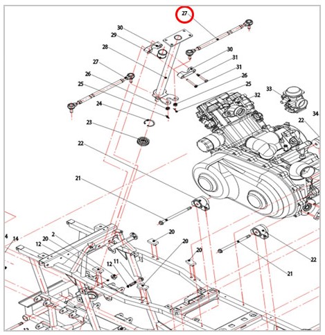 Тяга рулевая 500 Kazuma\GT в сборе C500-3303200 LU018109 цена: 