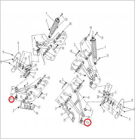 Опора шаровая нижняя ATV 500/A/2A, X5, X6, X8 9010-050800