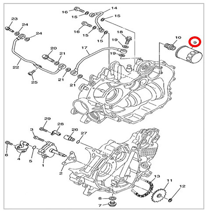 Фильтр масляный ATV/UTV 400/500/700 HiSun - ATV 500GT/Kazuma - ATV 600 Leopard 15200-F39-0000 15200-F39-0001 LU022660 цена: 
