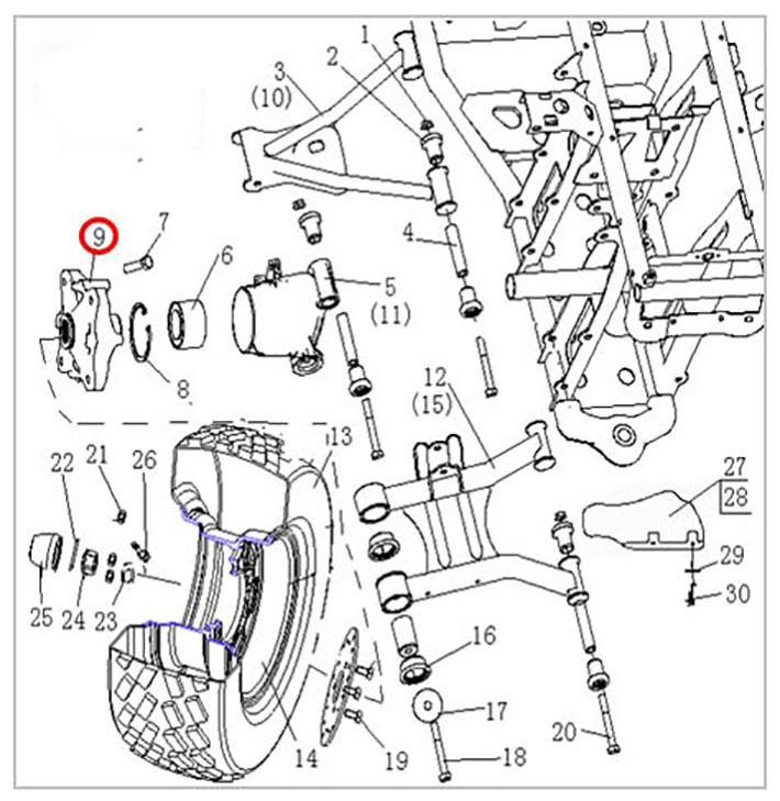 Фланец крепления заднего колеса ATV 300B 4.1.01.0081 LU019073