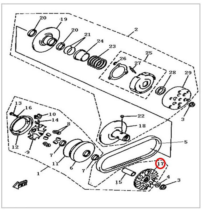 Половина ведущего шкива вариатора (неподвижная) ATV 300B 2.3.10.2090 LU020107