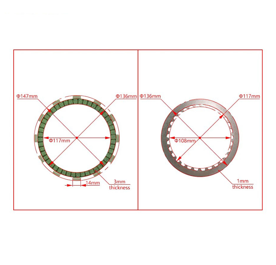 Диски сцепления (фрикционнные) комплект OTOM для ZONGSHEN NC250 NC250S NC300S 00038-4480