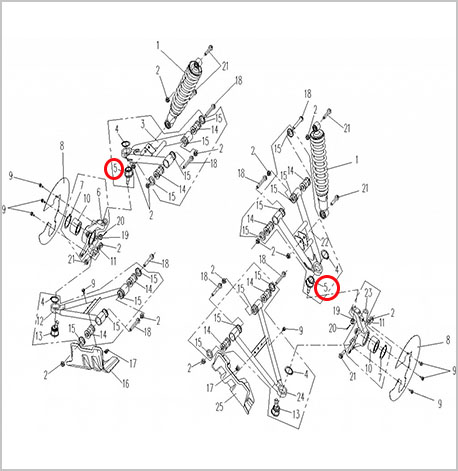 Oпора шаровая верхняя ATV 500/A/2A, X5, X6, X8 9010-050700