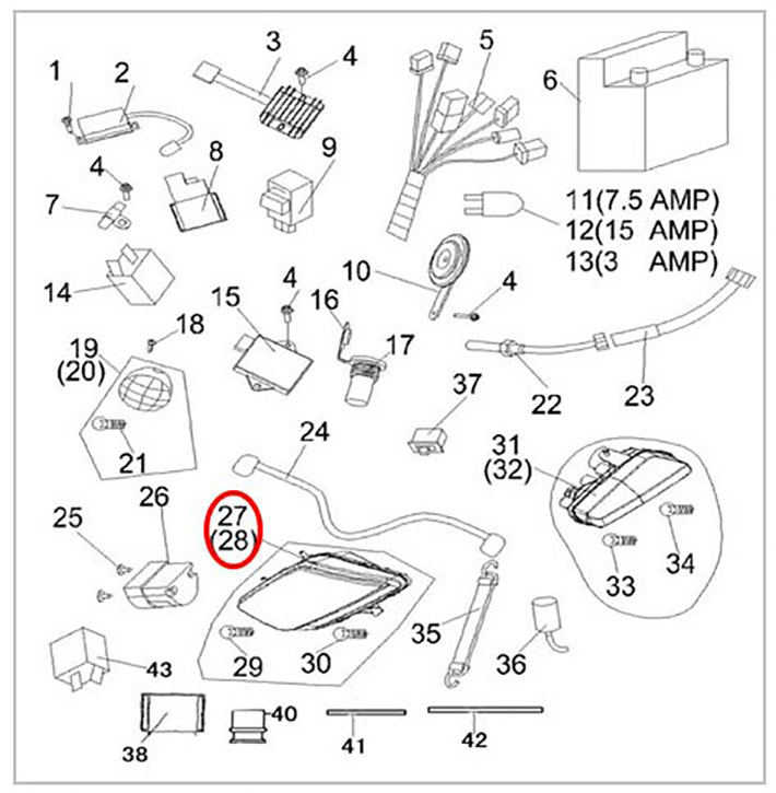 Блок-фара передняя правая ATV 300B 12В 5.2.01.0013 5.2.01.0012 LU019206