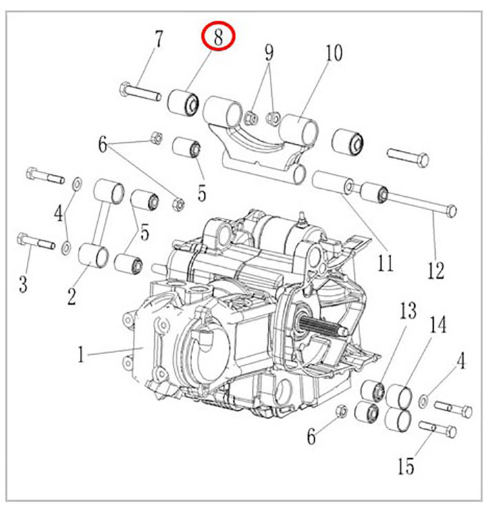 Сайлентблок крепления двигателя I ATV 300B 2.7.01.0060 LU020000