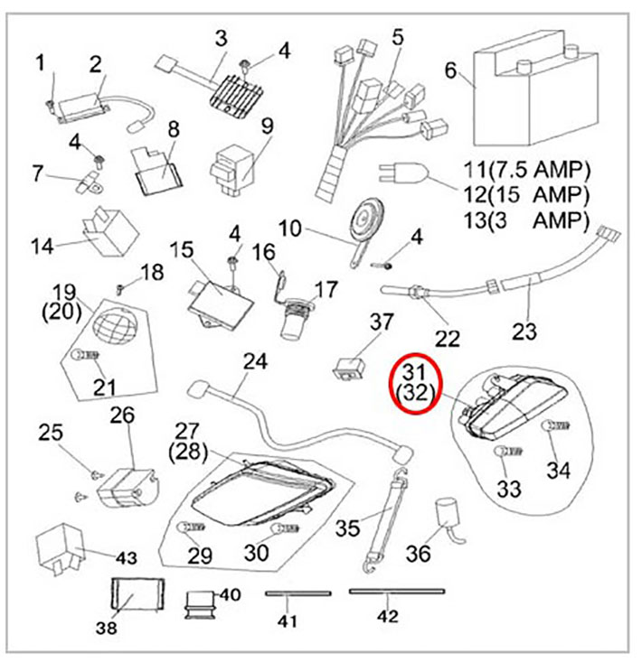 Блок-фара задняя правая ATV 300B 12B LU019211 5.2.01.0043 5.2.01.0042