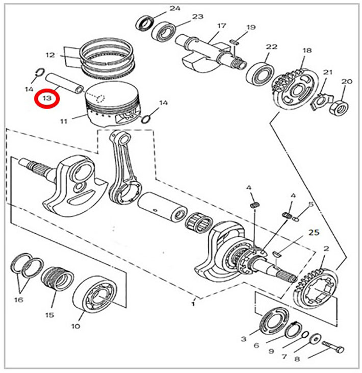 Палец поршневой ATV 450\500 Hisun, Nissamaran 500, Baltmotors 500 13111-F18-0000 LU022885 цена: 