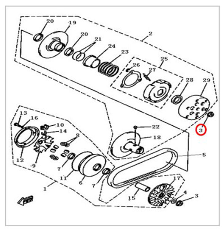 Гайка ведущего шкива вариатора м14x1,0 ATV 300B 8.2.01.0120 LU030166