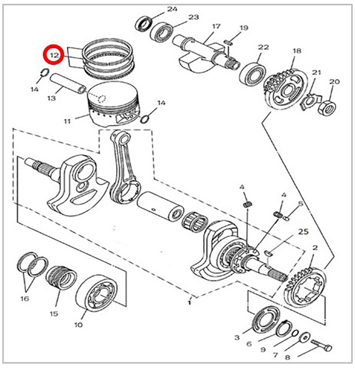 Кольца поршневые комплект ATV 700 Hisun, Nissamaran 700, Baltmotors 700H 13120-F39-0000 LU027669 цена: 