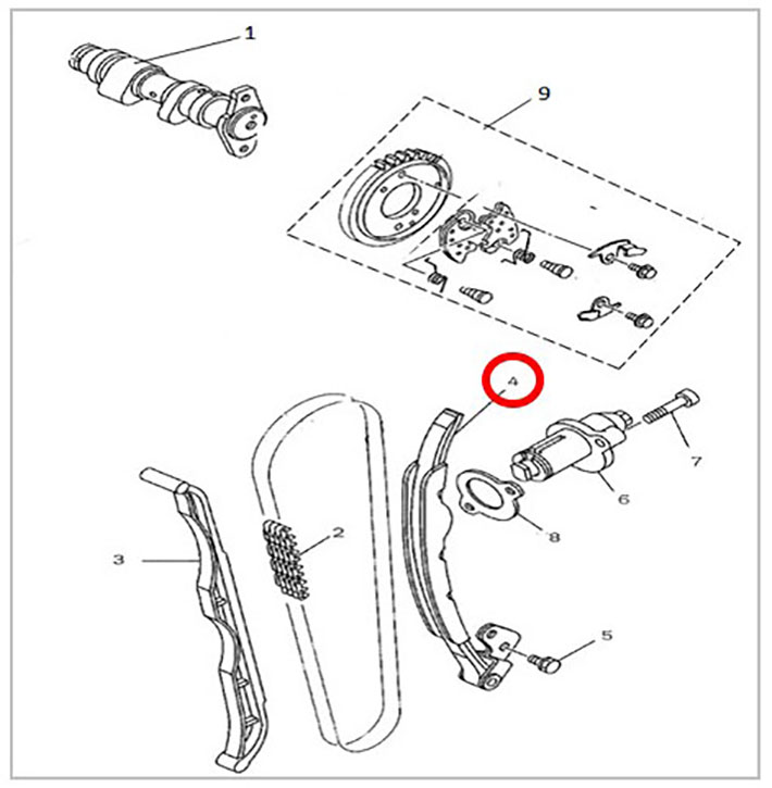 Башмак натяжителя цепи ГРМ 500-700 Hisun 14520-F39-0000 LU022870 цена: 