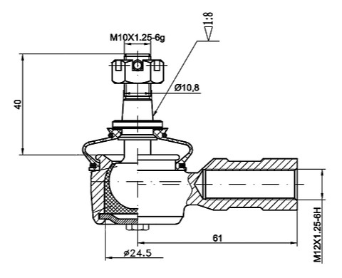 Рулевой наконечник левая резьба РМ500\500-2\650-2, Gamax AX600 0106373 V10300050-L