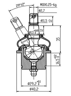 Шаровая опора верхняя усиленная (29мм) ATV 450/500/700/800 Hisun, Leopard 600/650, Baltmotors 500/700 56621-058-0000-29 290302-102-0000 LU034672