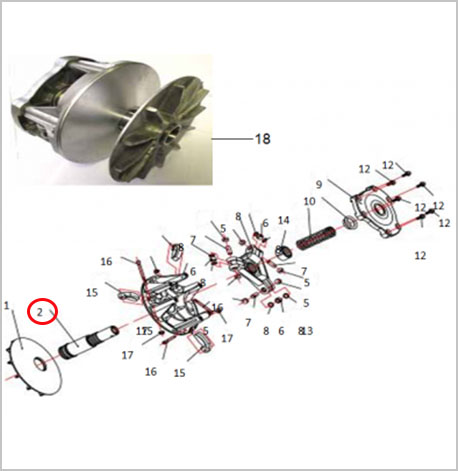 Вал ведущего шкива вариатора 500 Kazuma\GT C500-1502201 LU018336 цена: 